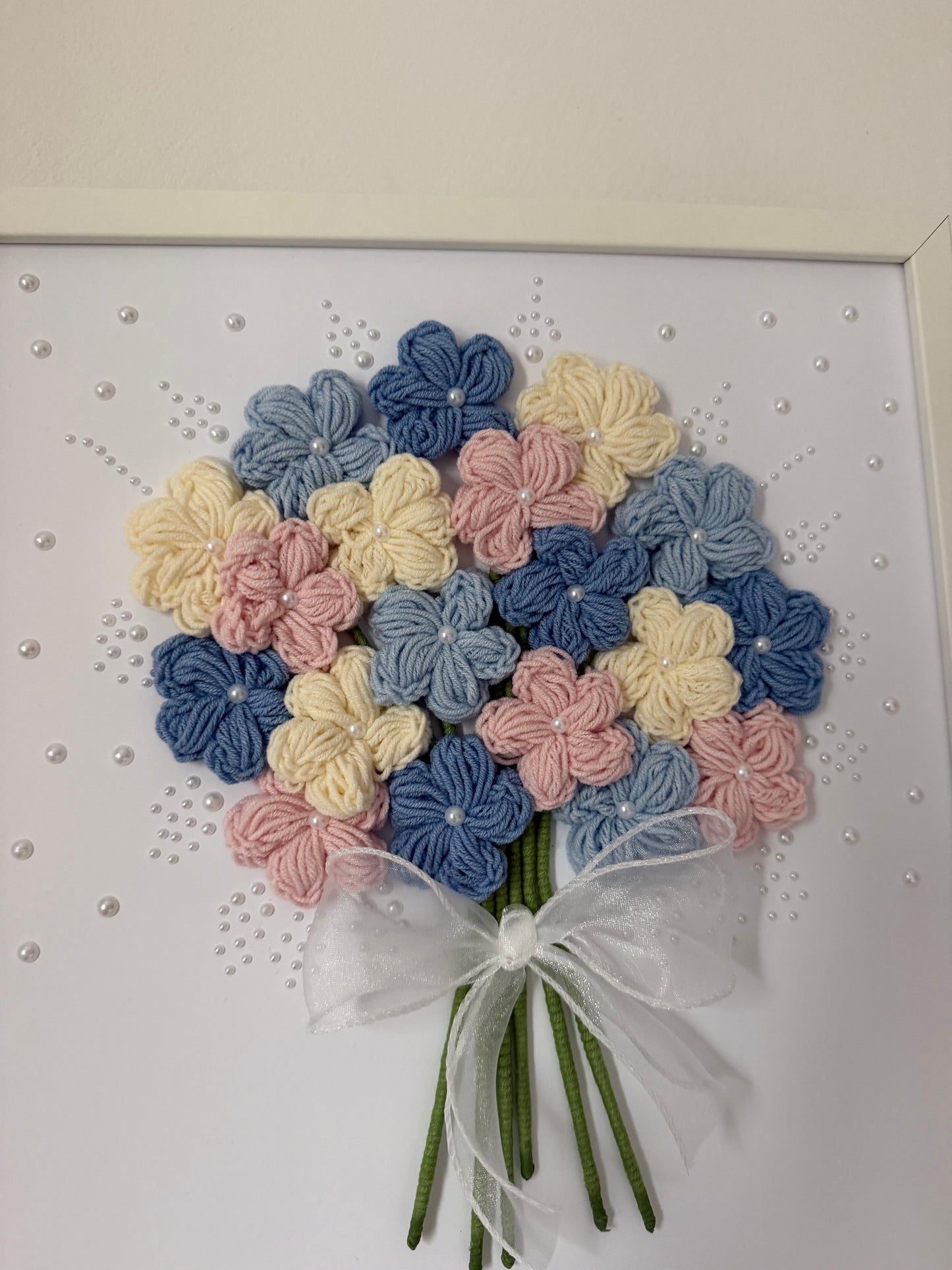 Personalizowany obraz ślubny z szydełkowym bukietem 💐