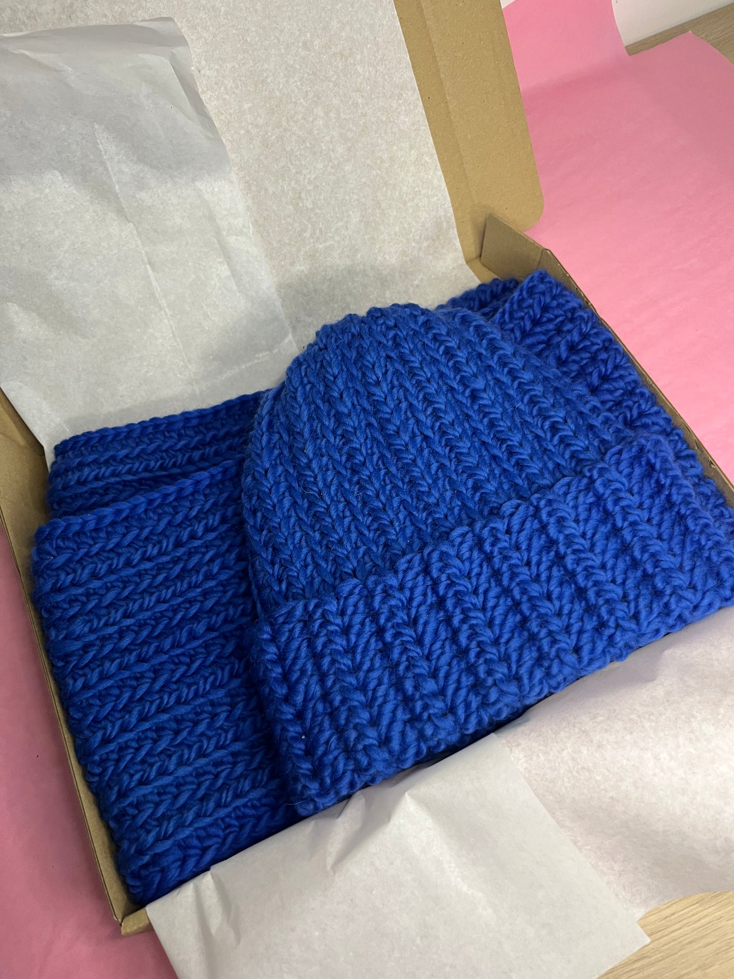 Komplet wełniany kobalt