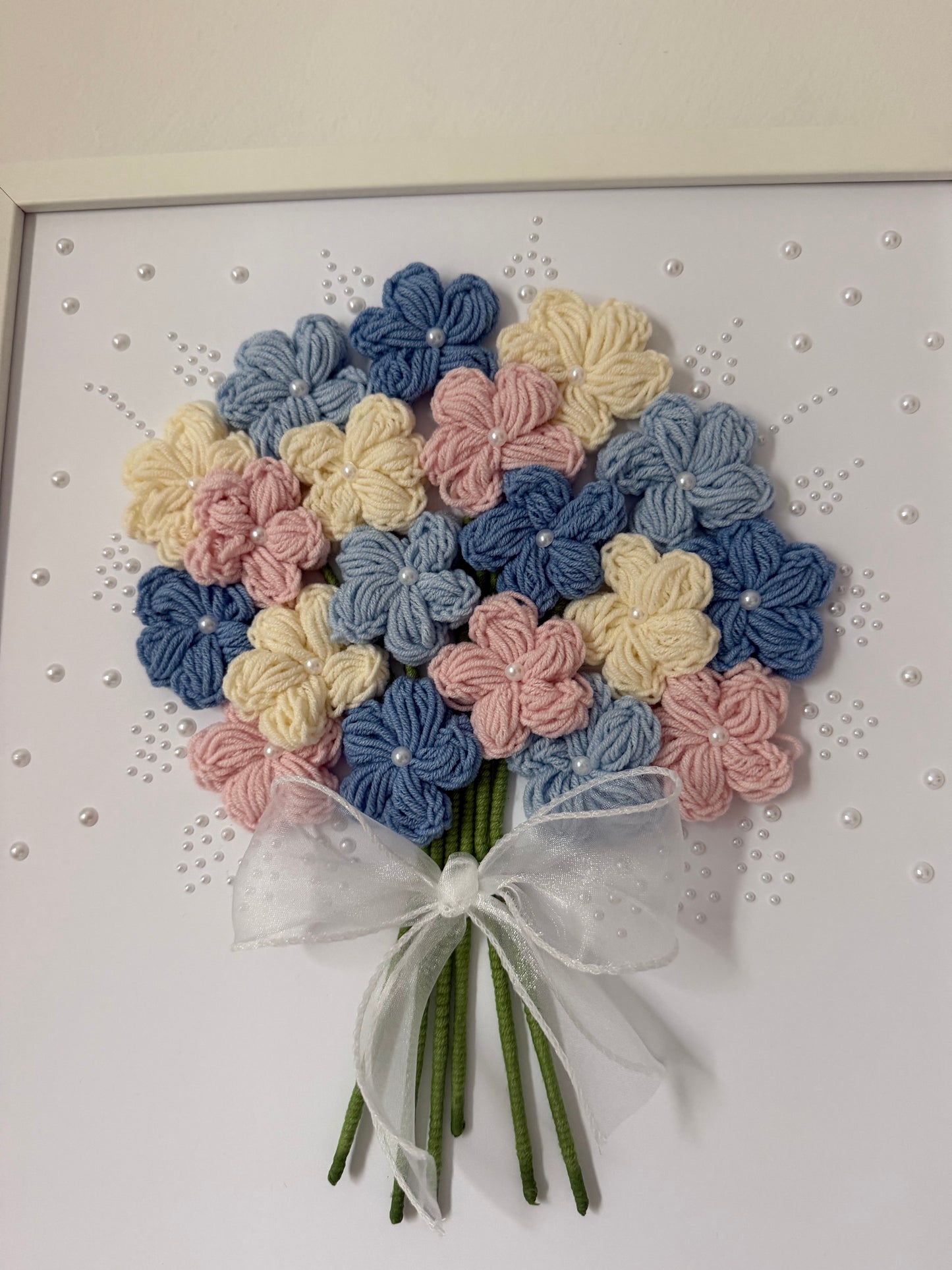 Personalizowany obraz ślubny z szydełkowym bukietem 💐