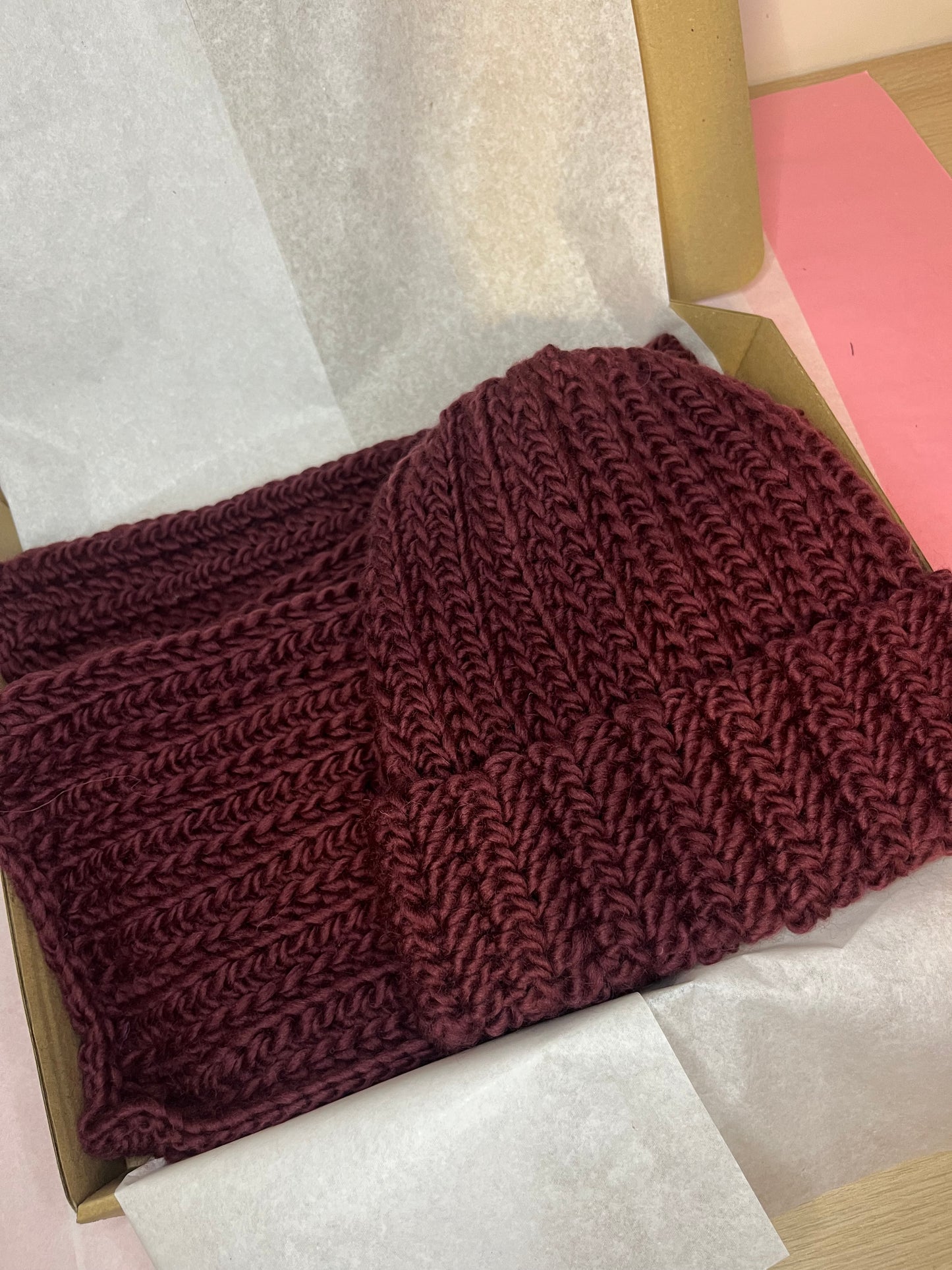 Komplet wełniany kasztanowy