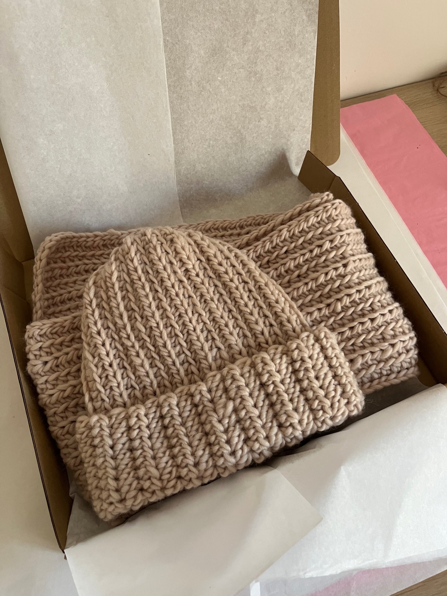 Komplet wełniany pianka cukrowa