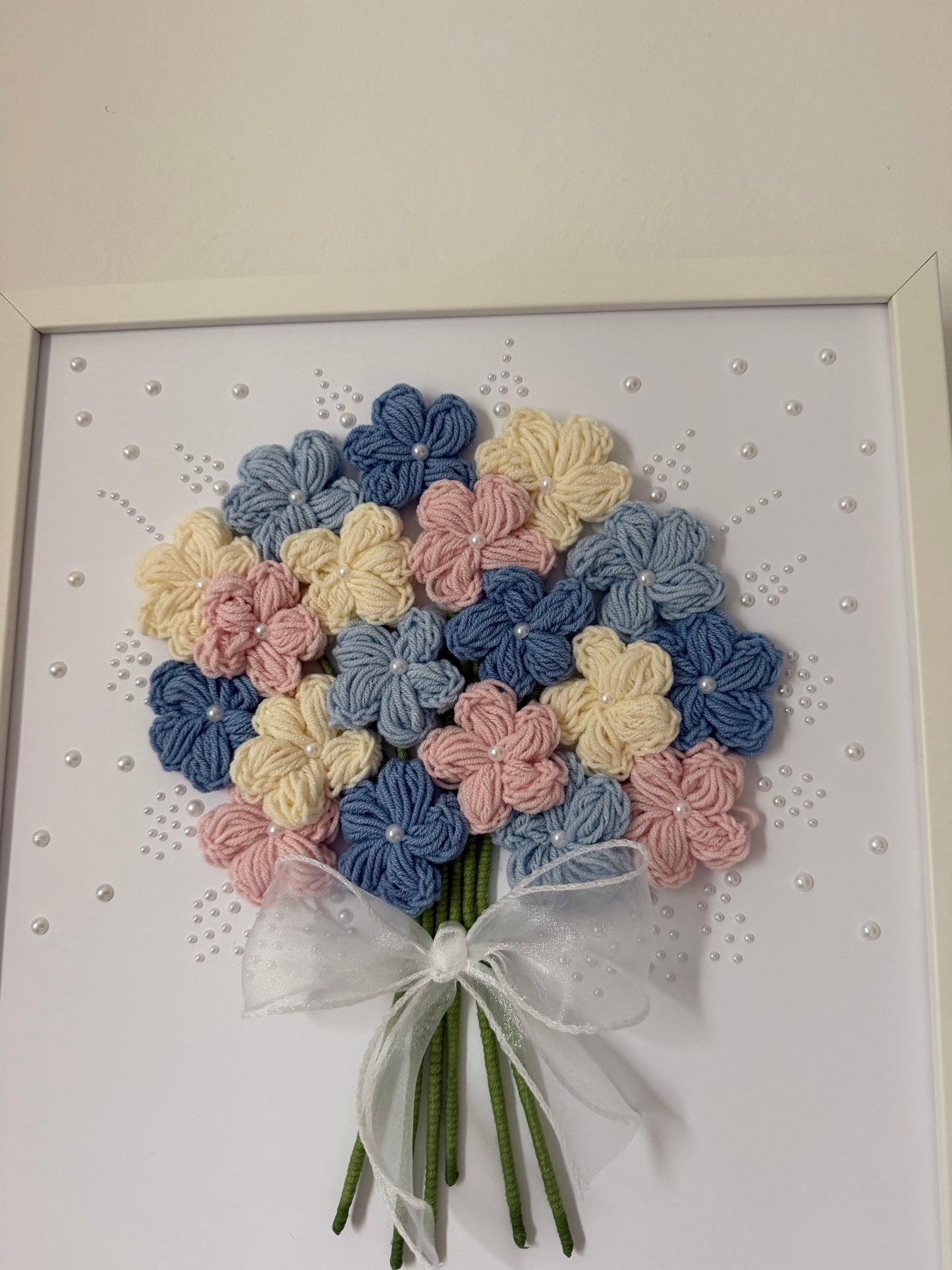 Personalizowany obraz ślubny z szydełkowym bukietem 💐