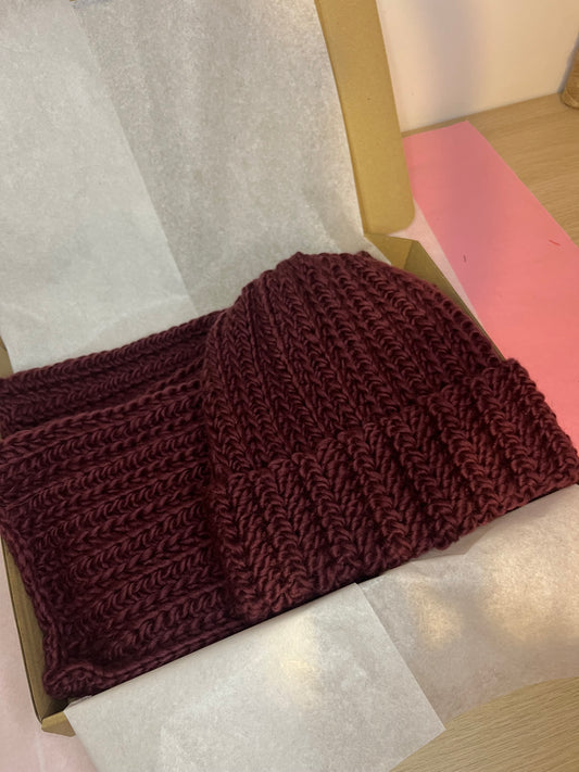 Komplet wełniany kasztanowy