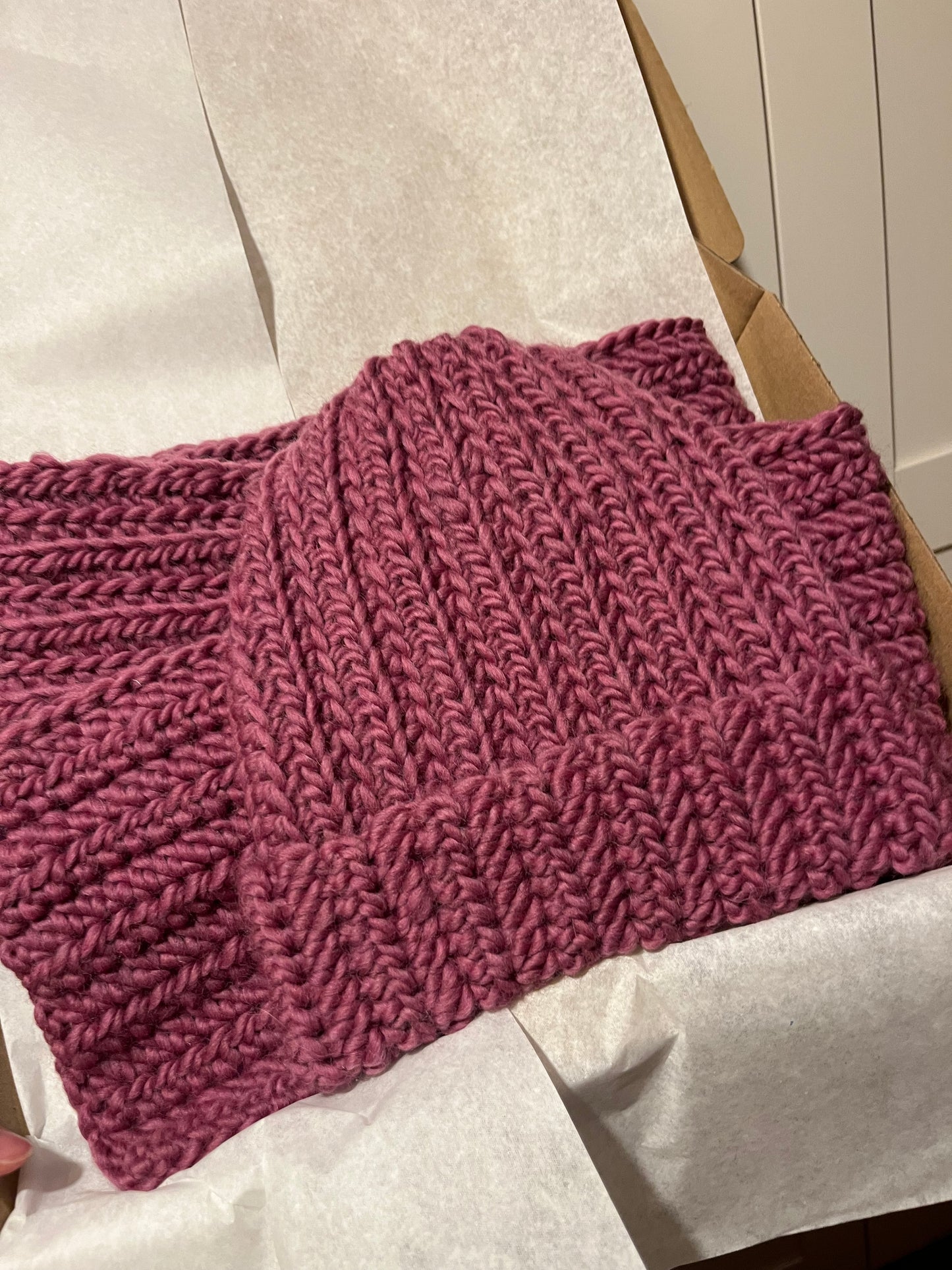 Komplet wełniany stary róż