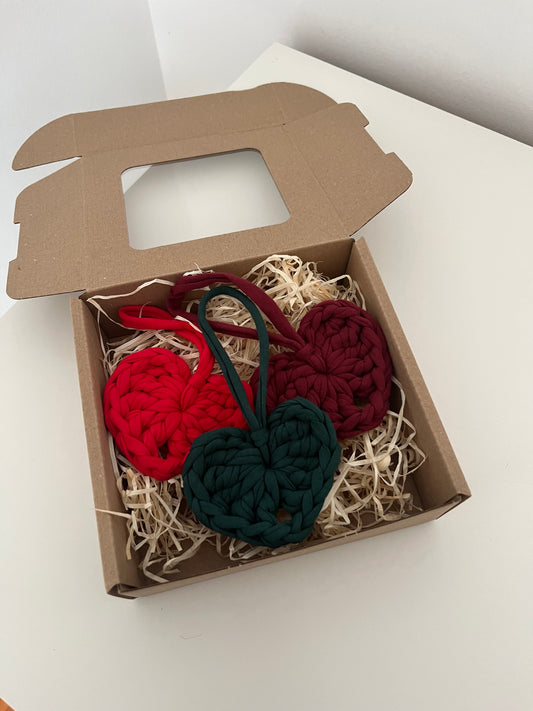 Zestaw 3 serduszek na choinkę