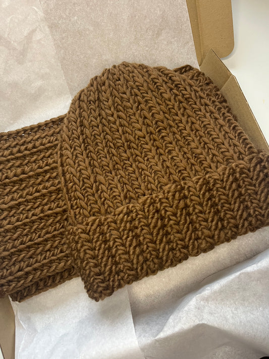 Komplet wełniany toffi