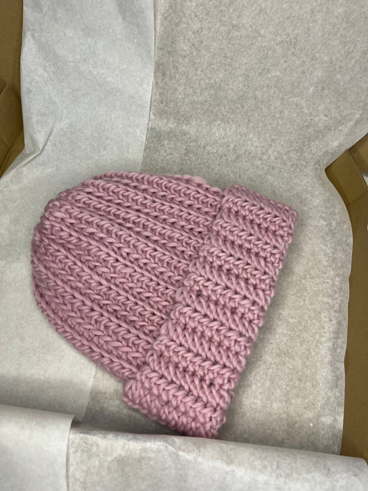 czapka wełniana pudrowy róż