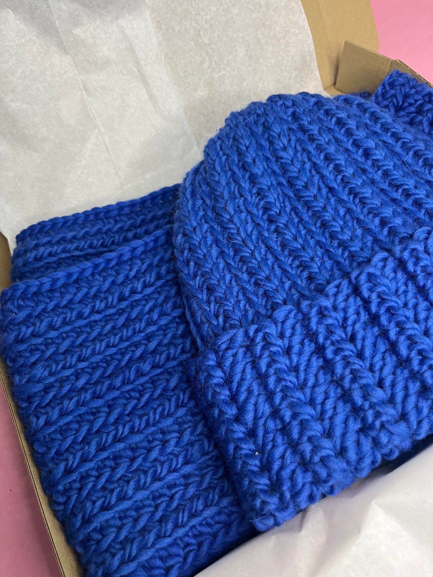 Komplet wełniany kobalt